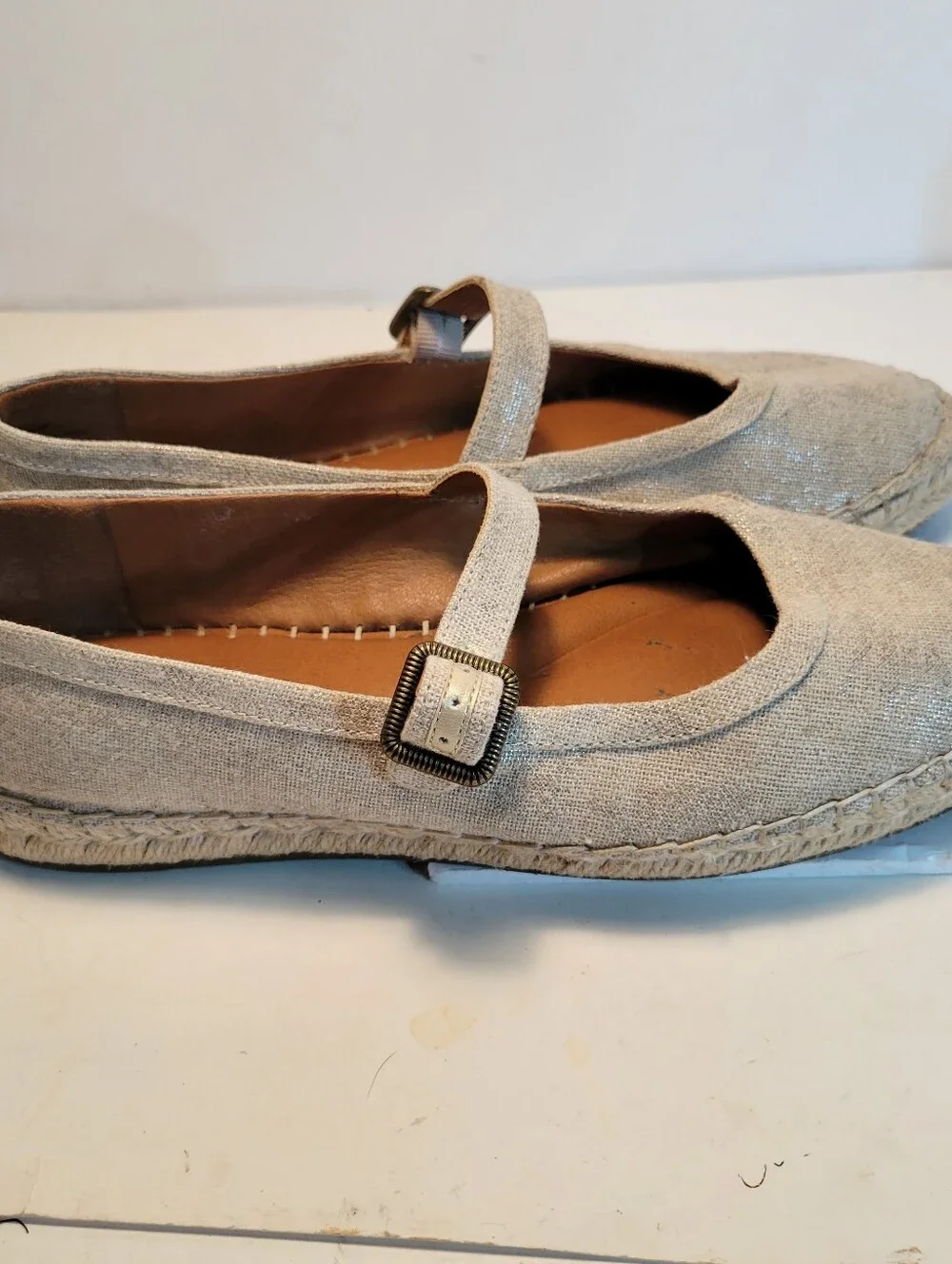 Lucky Brand Natural Linen Mary Jane Espadrilles Size 8